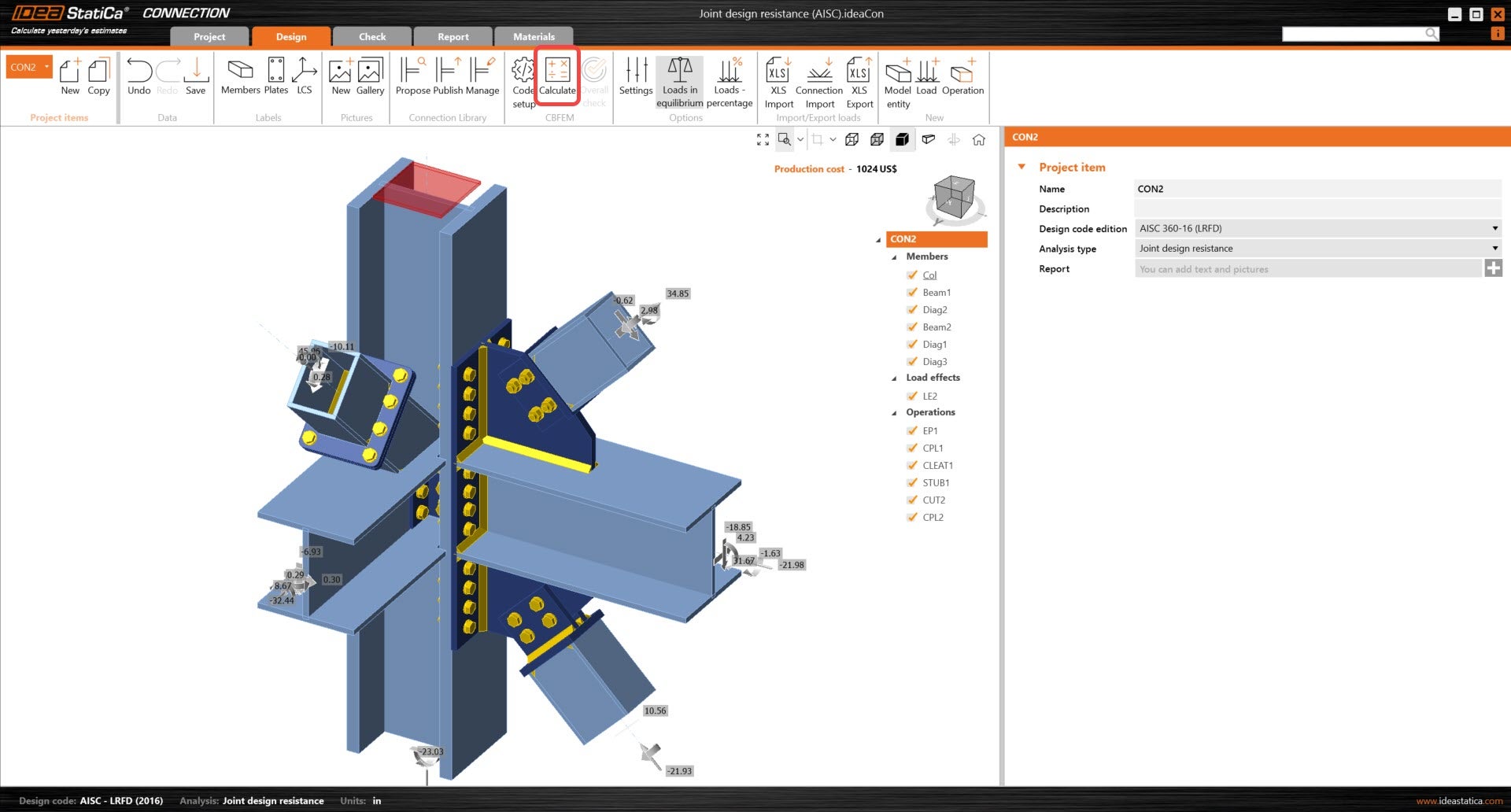 Steel Joint Design Resistance (AISC) | IDEA StatiCa